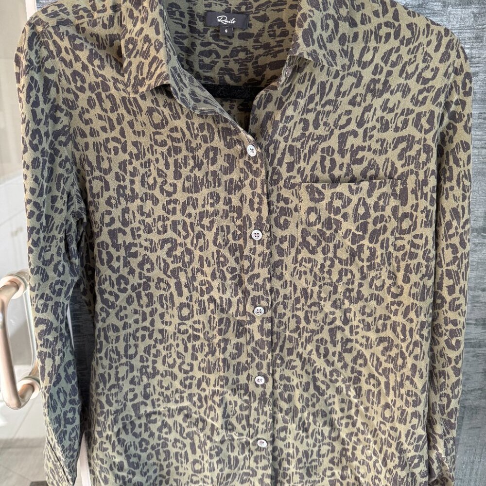 Rails Kate Olive Batik Cheetah Shirt S